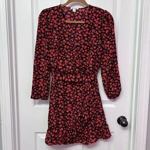 Francesca’s Mi Ami Floral Dress, Red and Black